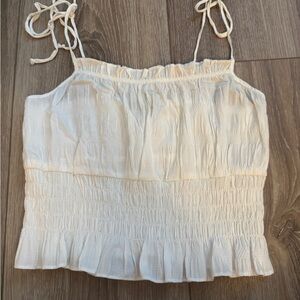 Women's White Smocked Ruffle Cami Tank Top